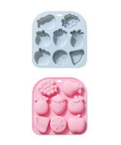 Alternative view of Vedini 8 Cavity Fruit Shape of Grapes, Strawberries, Pears, and Other Fruits Silicon Mold JKB-3549