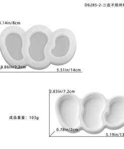 Alternative view of Vedini three consecutive irregular wax Candle Cup Resin Mold, Scented Candle Cup Plaster Silicone Mold JKB-3511