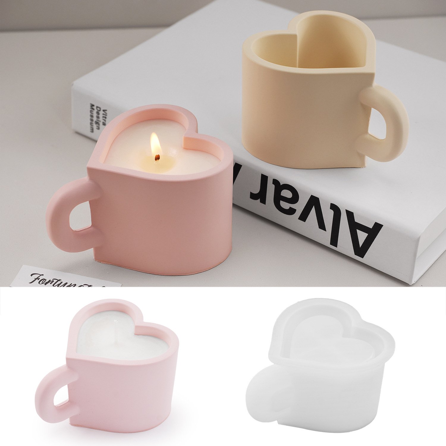 Vedini Gypsum Cement Candle Cup Love Tea Cup Storage Vase Mirror Silicone Mold JKB-3501 - Image 4