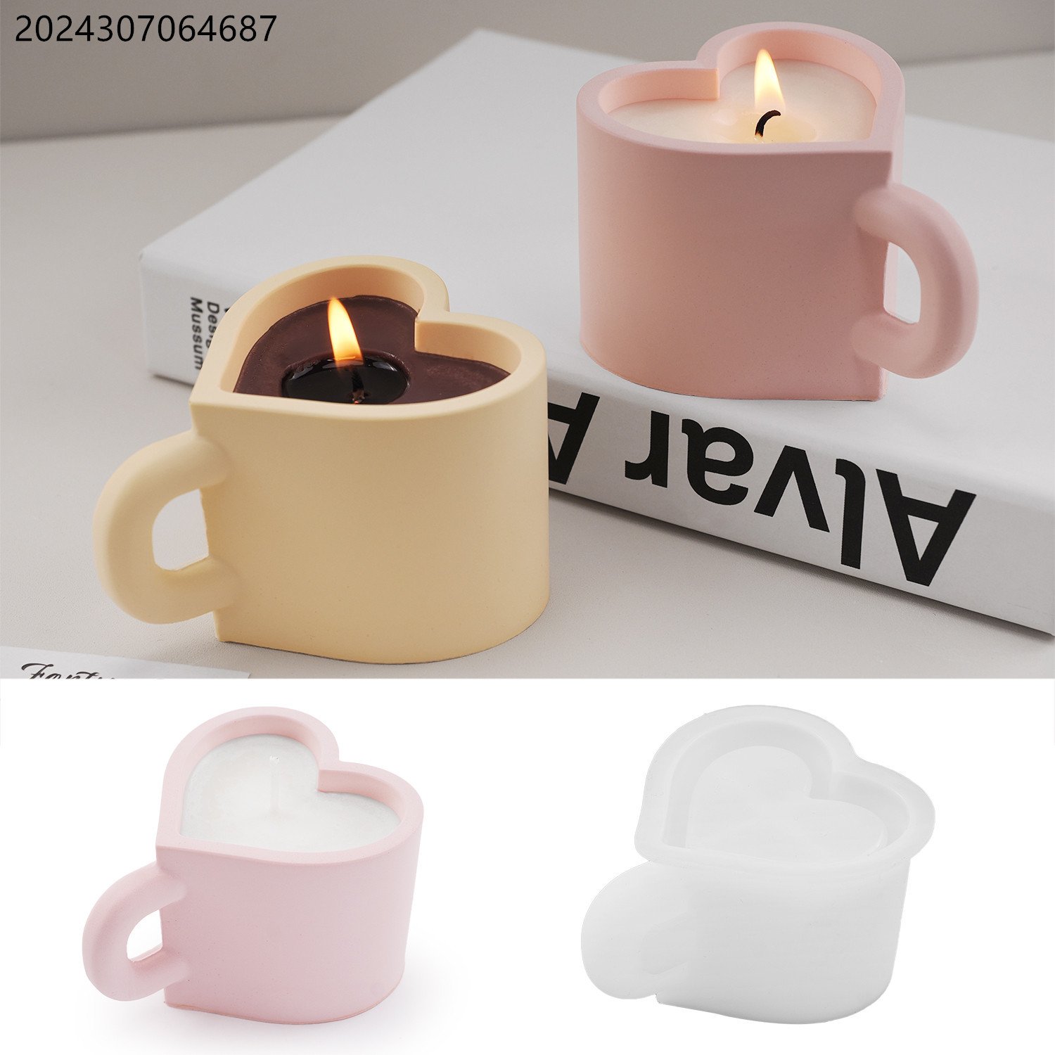 Vedini Gypsum Cement Candle Cup Love Tea Cup Storage Vase Mirror Silicone Mold JKB-3501