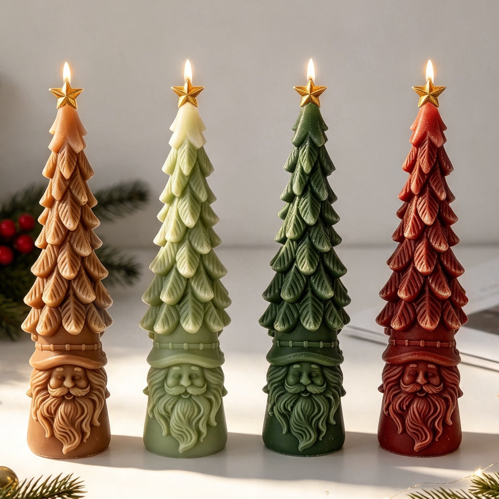Vedini Santa Claus Tree Candle Mold DIY Christmas Tree Scented Candle Decoration Silicon Mold JKB-3524 - Image 3
