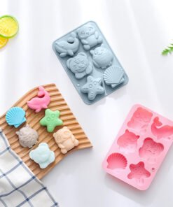 Vedini 6 Cavity Cartoon Shapes of Owls, Dolphins, Shells, Silicone Mold JKB-3546