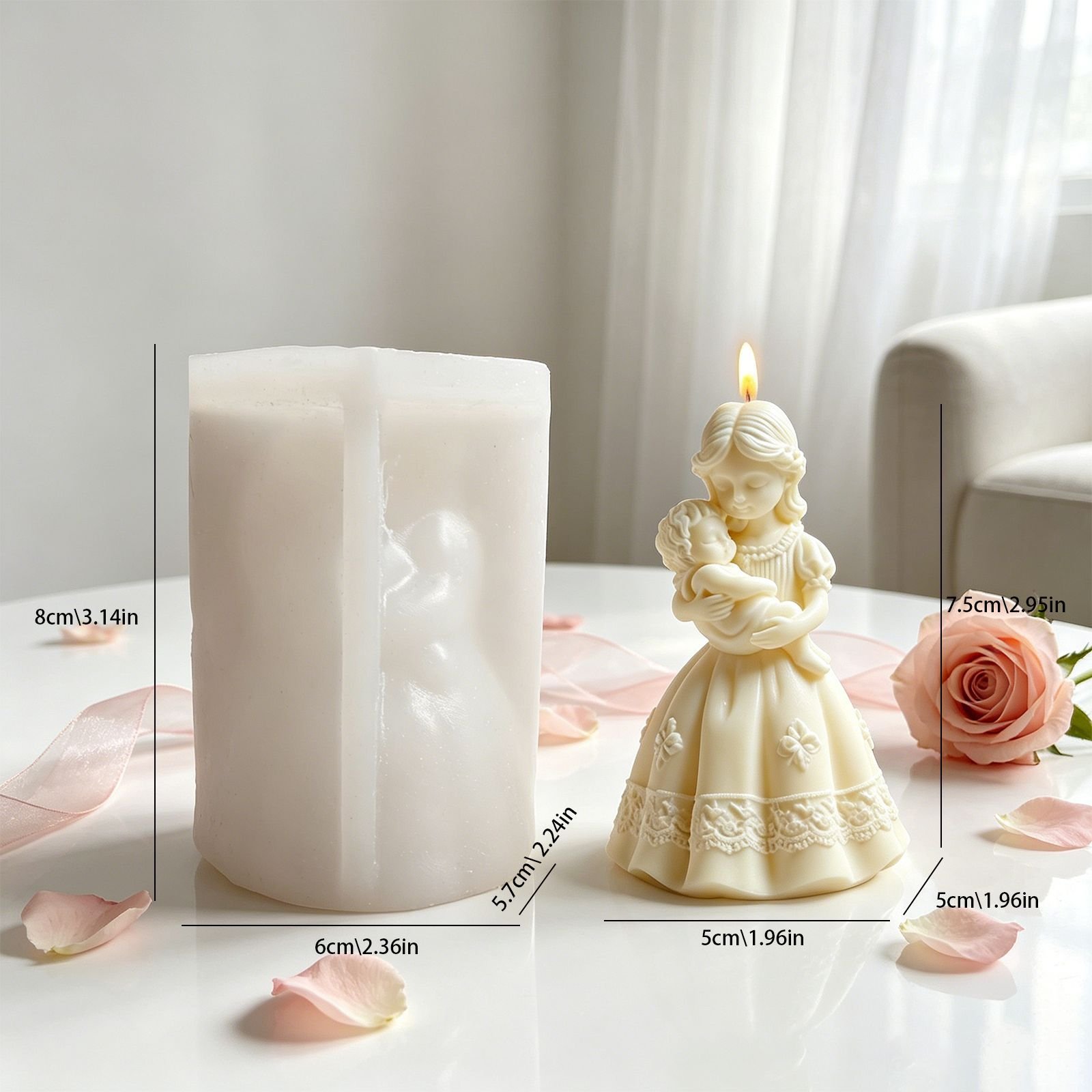 Vedini Baby Girl Holding Baby Silicone Mold for Scented Candles DIY Motherly Love Theme Handmade Soap Plaster Mold JKB-3580 - Image 4