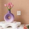 Vedini Circle Stripe Ornament Donut Flower Arrangement Vase Resin Silicone Circle Vase Silicone Mold JKB-3581 - Image 4
