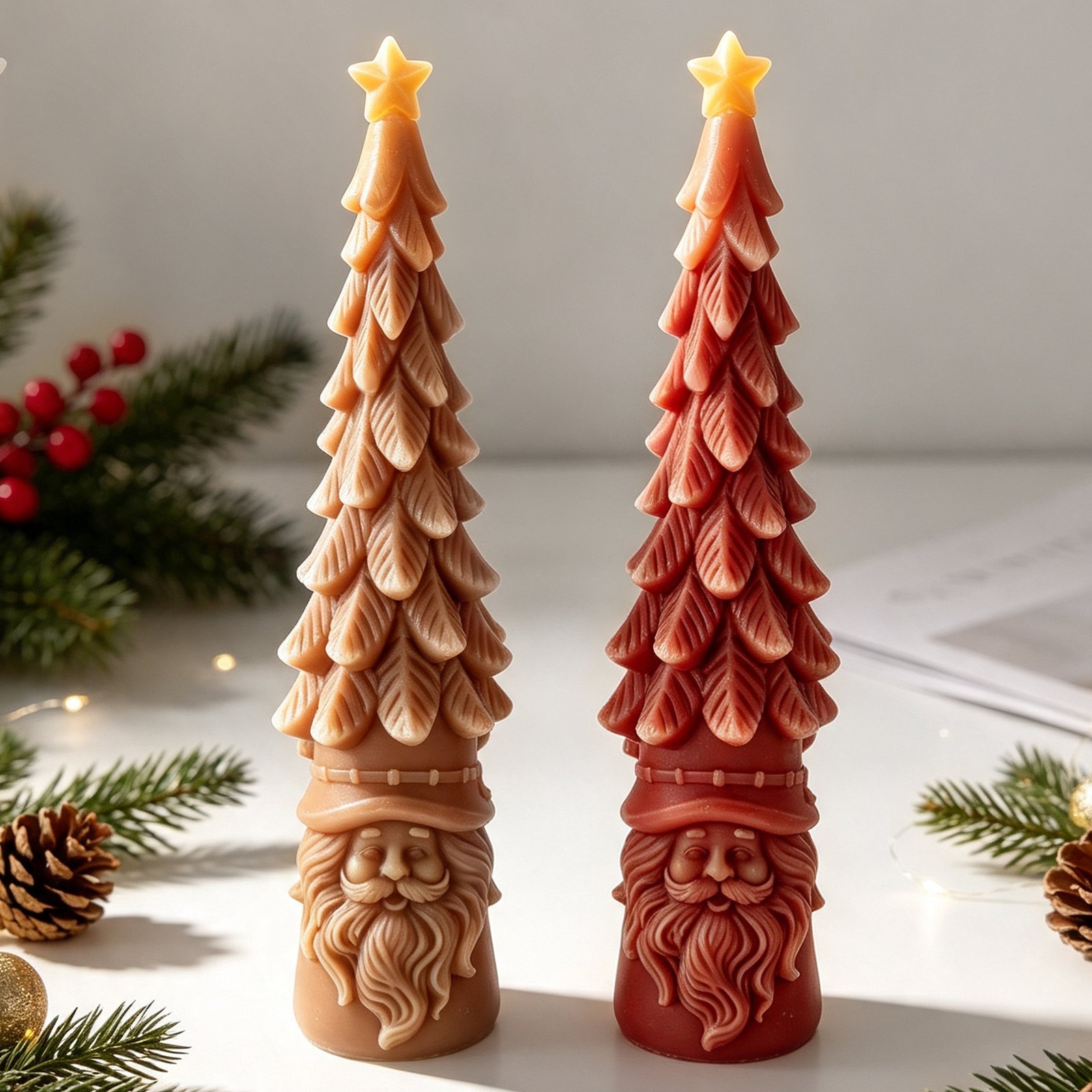 Vedini Santa Claus Tree Candle Mold DIY Christmas Tree Scented Candle Decoration Silicon Mold JKB-3524