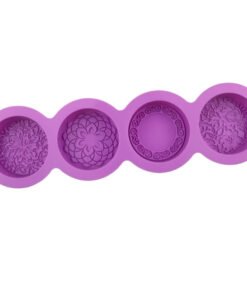 Alternative view of Vedini 4 Cavity Round Pattern Silicone Mold DIY Handmade Cold Soap Mold JKB-3561