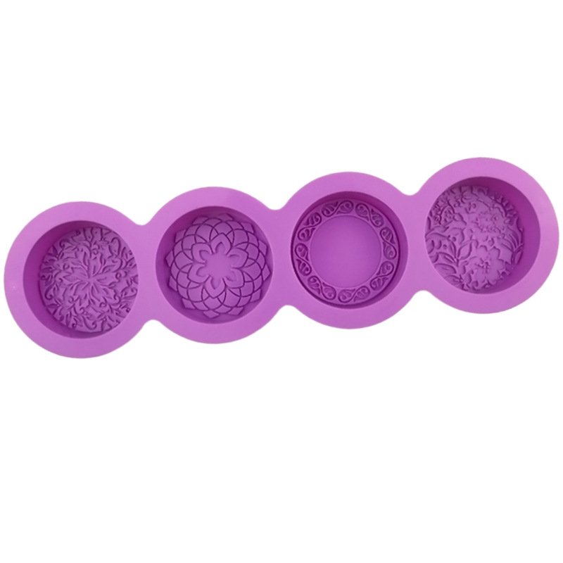 Vedini 4 Cavity Round Pattern Silicone Mold DIY Handmade Cold Soap Mold JKB-3561 - Image 2