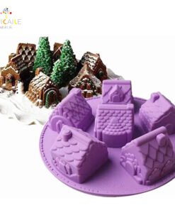 Vedini 6 Cavity Set of Different 3D House-Shaped Silicone Molds for Cakes, Handmade Soap, Resin, and Chocolate JKB-3532