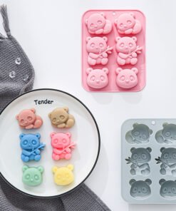 Vedini 6 Cavity Panda-Themed Silicone Mold, Cartoon Animal Mold, JKB-3547