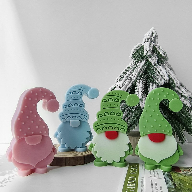 Christmas Elf Aromatherapy Candle Silicone Mold DIY Christmas Dwarf Candle Plaster Ornament Mold JKB-3572