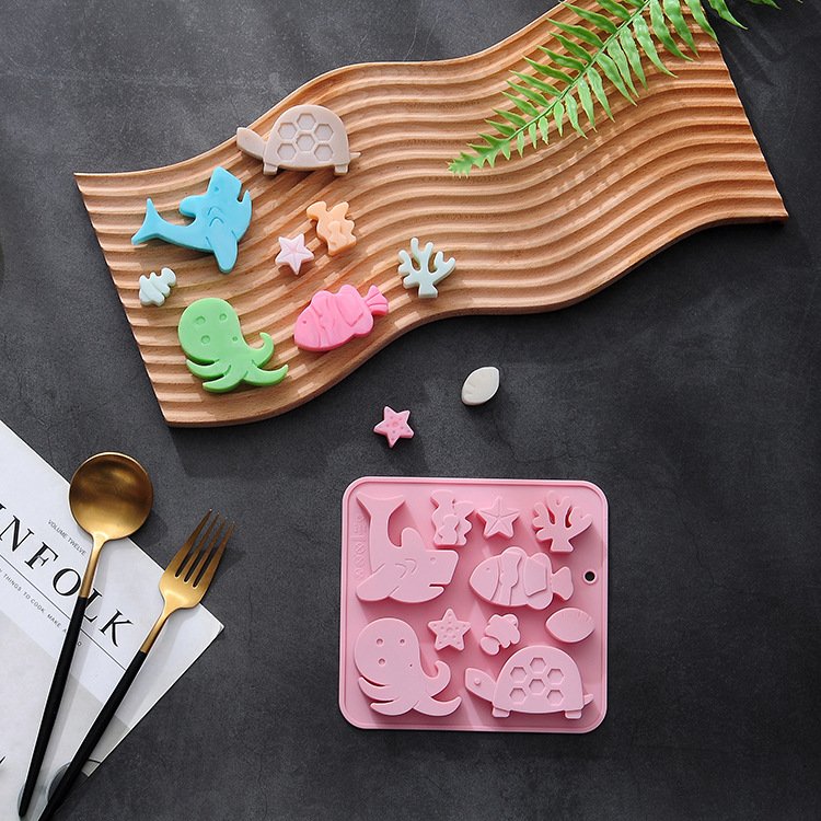 Vedini 10 Cavity Marine Fish and Sea Creature Themed Silicone Mold for Chocolate, Ice Cubes, Cake Decoration, and Baking JKB-3542 - Image 3