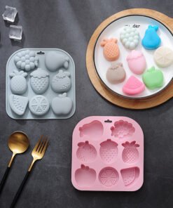 Vedini 8 Cavity Fruit Shape of Grapes, Strawberries, Pears, and Other Fruits Silicon Mold JKB-3549