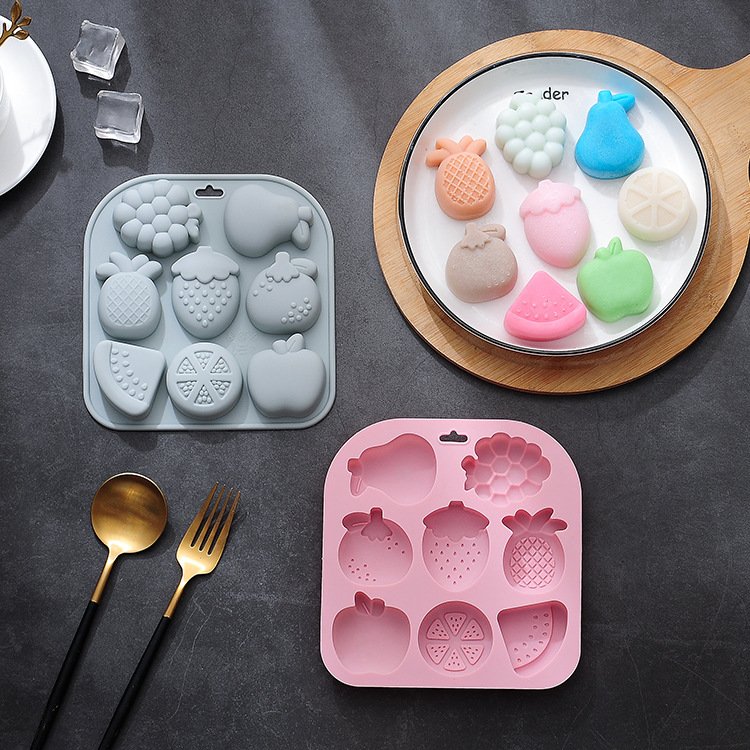 Vedini 8 Cavity Fruit Shape of Grapes, Strawberries, Pears, and Other Fruits Silicon Mold JKB-3549