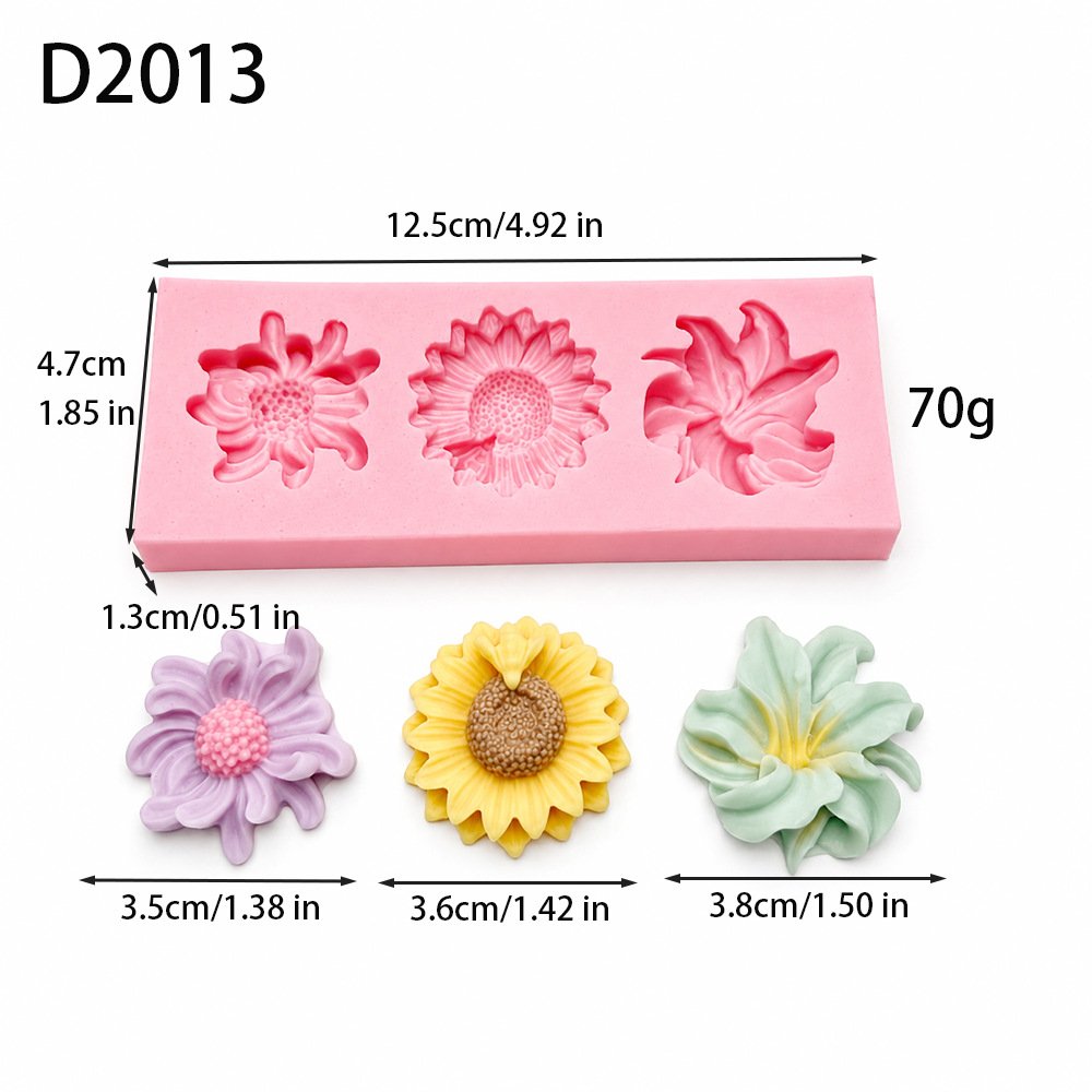 Vedini 3 Cavity Chrysanthemum Daisy bee Sunflower Flower Silicon Mold-JKB-3573 - Image 4