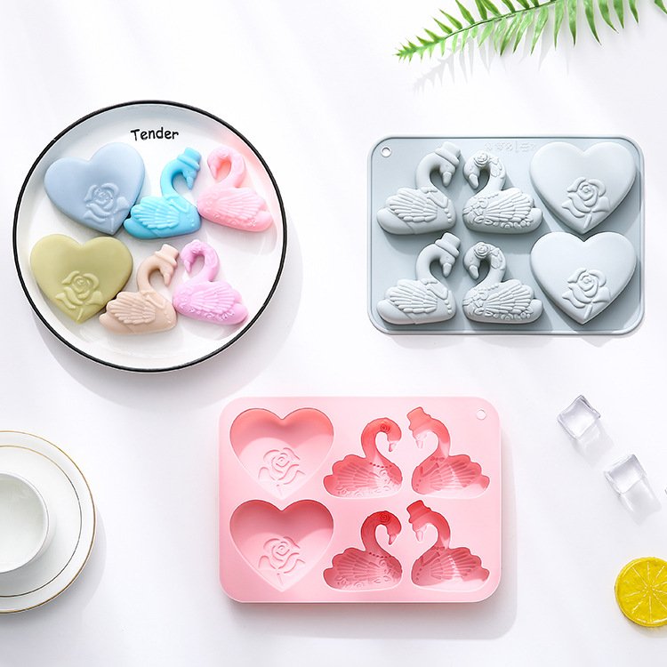 Vedini 6-Cavity Swan Heart-Shaped Silicone Mold Cake Mold JKB-3534