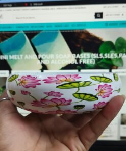 5 Inch Round Printed Urli Bowl – White Lotus Floral Design Decorative Urli for Home Décor, Floating Candles & Flowers
