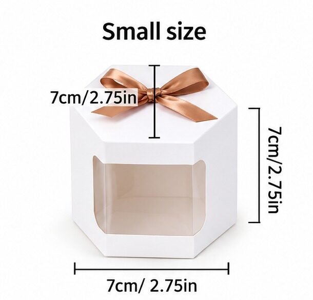 Vedini White Window Gift Box with Ribbon – Small, Medium & Large Sizes | Candle, Soap & Handmade Product Packaging - Image 2