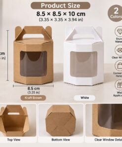 Vedini Window Gift Box with Transparent Window and Handle – 8.5×8.5×10cm