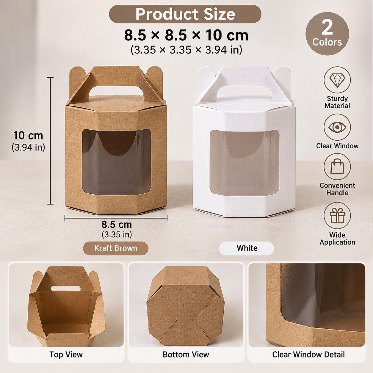 Vedini Window Gift Box with Transparent Window and Handle – 8.5×8.5×10cm