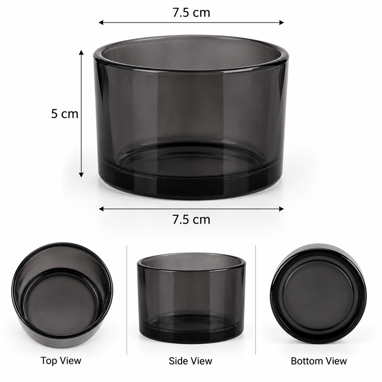 Black glass candle jar for candle making