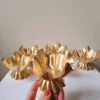 Vedini Golden Lotus Urli with Stand | Metal Lotus Bowl Candle Holder for Diwali, Pooja & Home Décor-1Pc