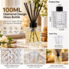 100ml Transparent Diamond Design Glass Bottle with Black Cap & Inner Plug (Pack of 6)