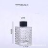 100ml Transparent Diamond Design Glass Bottle with Black Cap & Inner Plug (Pack of 6) - Image 2