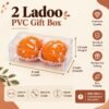 Pack of 10 transparent PVC boxes for 2 ladoos, size 3 x 3 x 1.5 inches