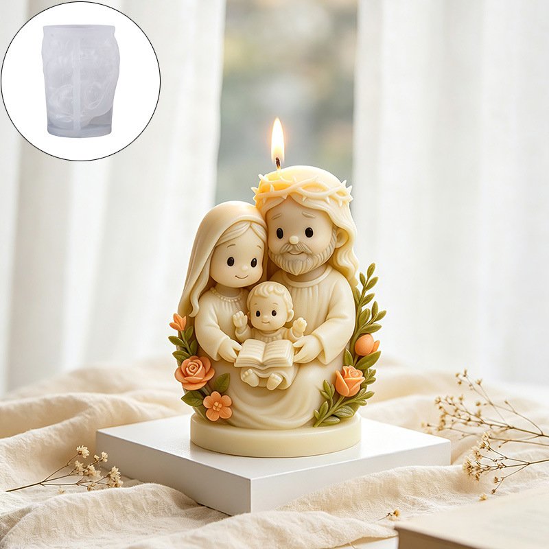 Vedini 3D Jesus Figurine Mary Christmas Candle Silicone Mold JKB-3606 - Image 5