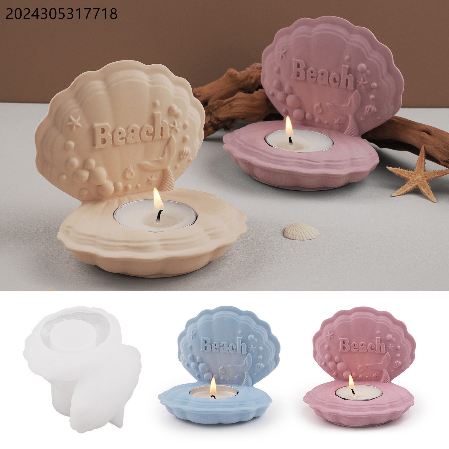 Vedini Cement Gypsum Candle Shell Ocean Beach Bubble Candle Holder Silicone Mold JKB-3623 - Image 4