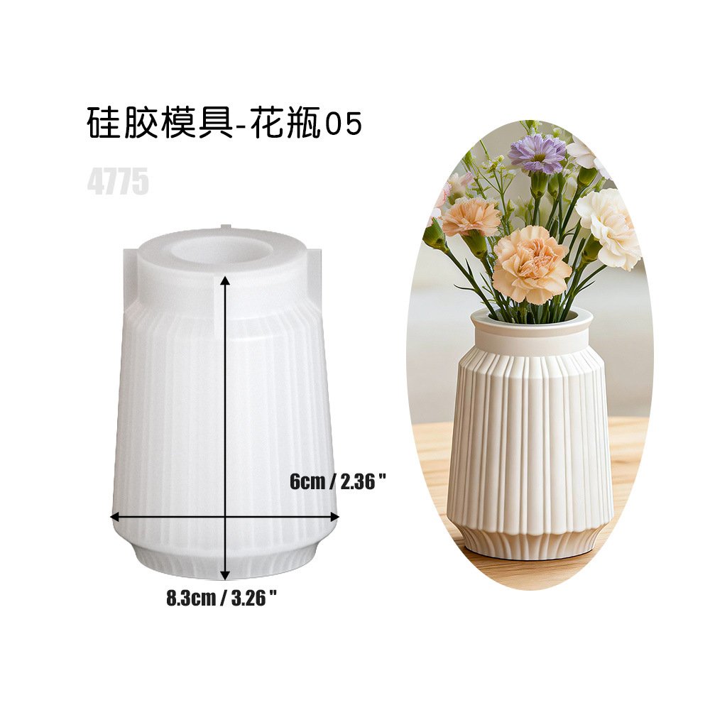Vedini Vertical Pattern Vase Silicone Mold Flower Pot Silicon Mold JKB-3615