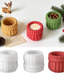 Vedini Christmas Twisted Knit Yarn Storage Jar Silicone Mold JKB-3626