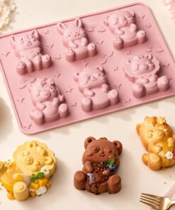 Vedini 6-Cavity Bunny And Panda Animal Silicone Mold JKB-3633