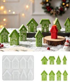 Vedini 8 Cavity Christmas Carved House Silicone Mold DIY aromatherapy candle plaster European-style sign mold JKB-3649