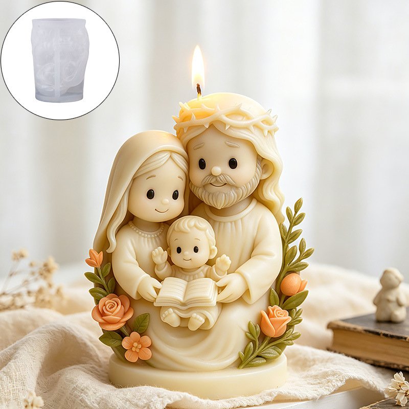 Vedini 3D Jesus Figurine Mary Christmas Candle Silicone Mold JKB-3606