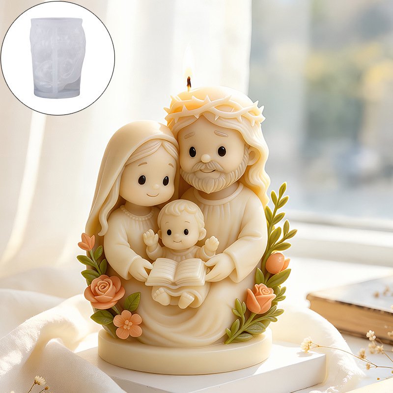 Vedini 3D Jesus Figurine Mary Christmas Candle Silicone Mold JKB-3606 - Image 3