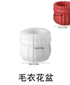 Alternative view of Vedini Christmas Twisted Knit Yarn Storage Jar Silicone Mold JKB-3626