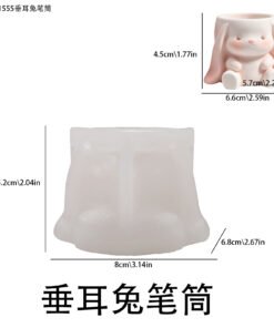Alternative view of Vedini Concrete Or Resin Cute Lop-Eared Rabbit Candlestick Silicone Mold, 3D Rabbit Scented Candle cup mold, plaster plant pot mold JKB-3635