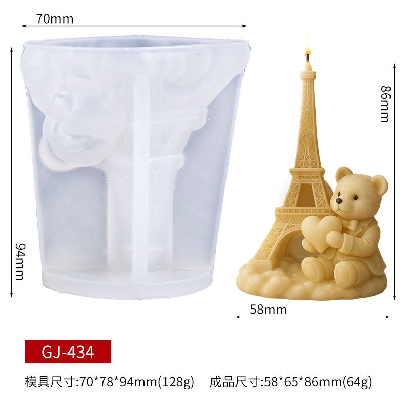 Vedini Tower Bear Valentine's Day Silicon Mold JKB-3604 - Image 2