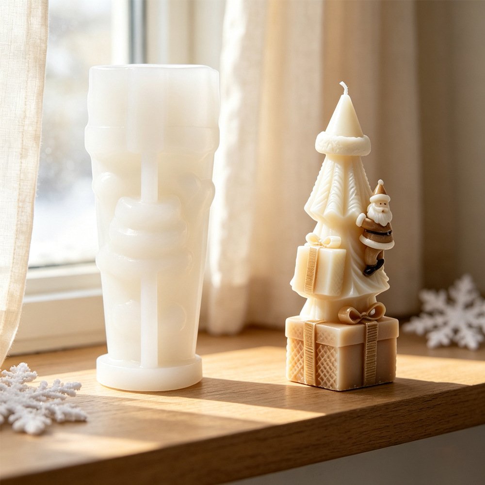 Vedini Santa Claus Gift Box Tree Candle Silicone Mold Christmas Tree Mold JKB-3608