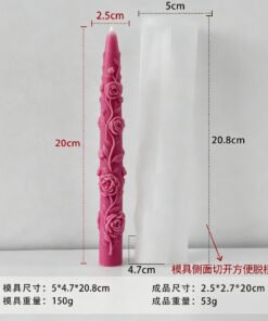 Vedini Rose Flower Embossed Tappered Candle Silicon Mold JKB-3636