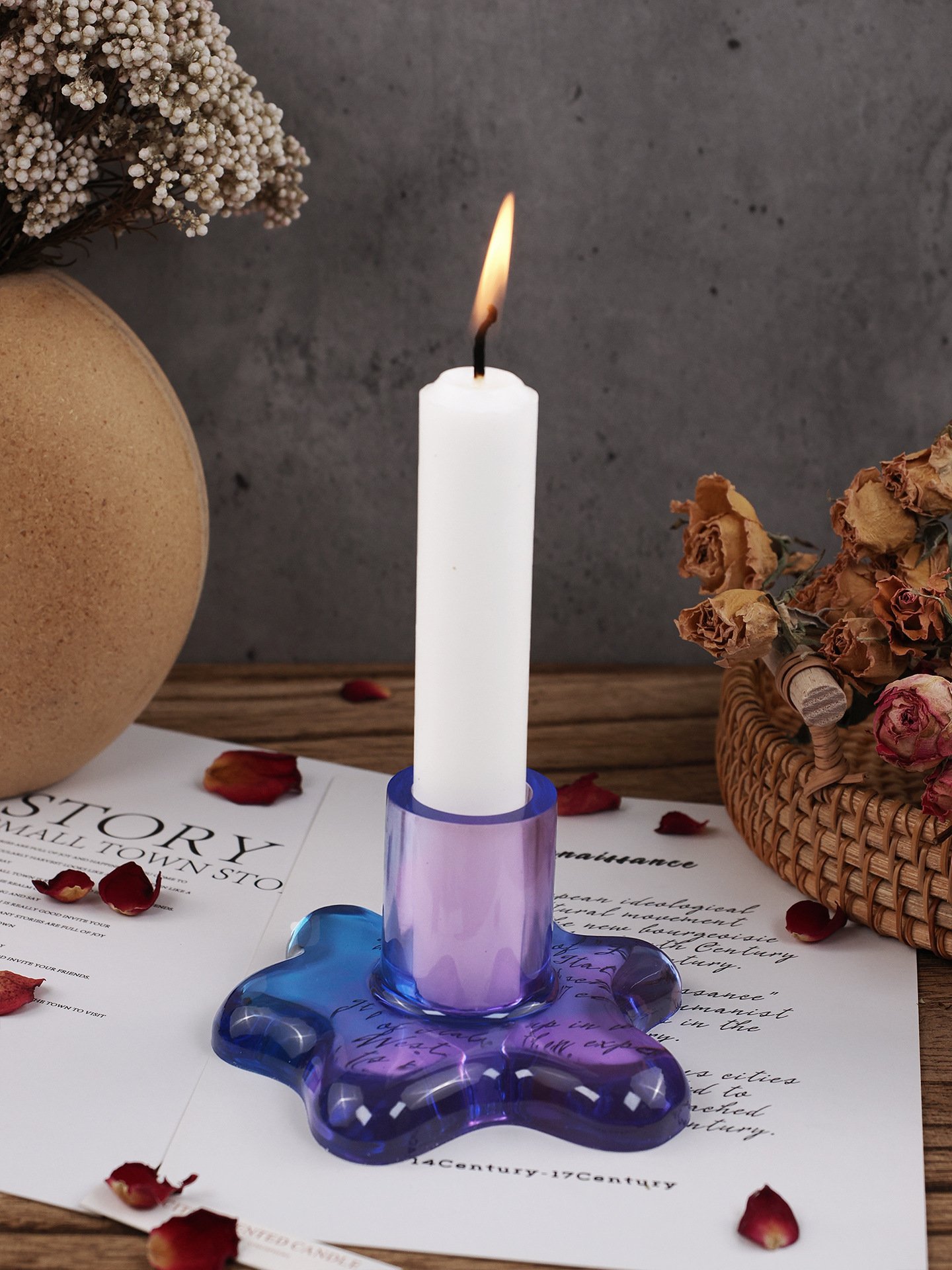 Vedini Concrete,Epoxy Resin Melting Flowing Water Drop Water Flow modeling candle Candlestick Mirror Silicone Mold JKB-3622 - Image 2