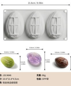 Alternative view of 3 Cavity Almond Cocoa Bean Silicone Mould for Mousse Cake, Chocolate & Soap Making | Jindeal JKB-3640