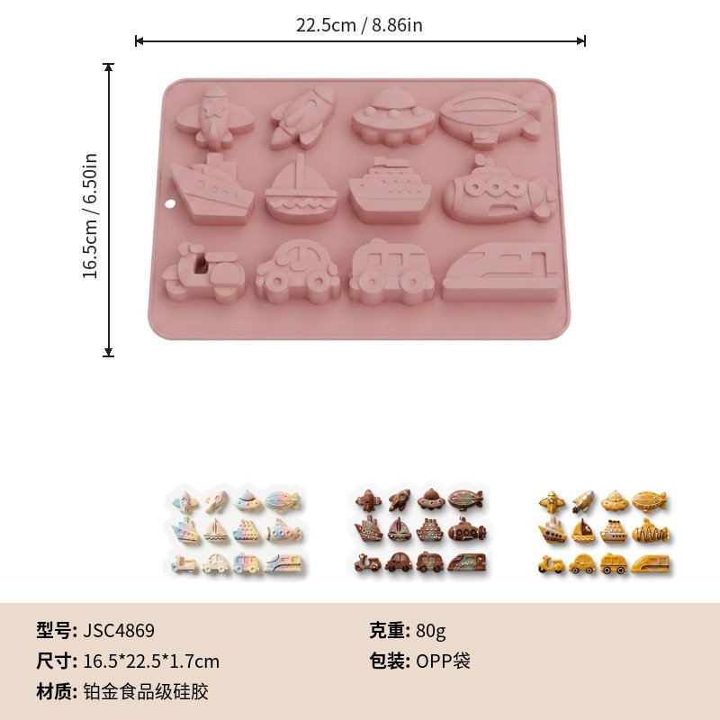 Vedini 12 Cavity Transport Car, Airplane, And Boat Silicon Mold JKB-3629 - Image 2