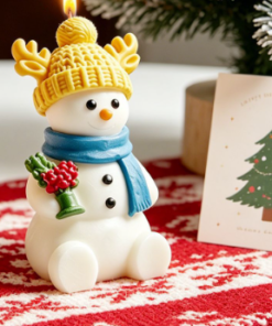 Alternative view of Vedini 3D Stereo Christmas Snowman Scented Candle Silicone Mold Antler Hat Snowman Silicon Mold JKB-3599