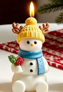 Vedini 3D Stereo Christmas Snowman Scented Candle Silicone Mold Antler Hat Snowman Silicon Mold JKB-3599