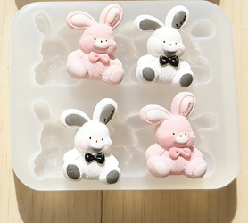 Vedini Bunny Cute Animal-Shaped Silicone Mold, Candle, Plaster, Resin, Cake Decoration Silicon Mold-JKB-3655