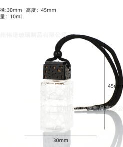 Vedini 10ml Hanging Car Perfume Bottle | Decorative Glass Car Diffuser Bottle with Black Cap & Hanging Rope 1PC