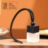 Vedini 8ml rectangular hanging car perfume bottle with transparent glass body, black cap and hanging cord